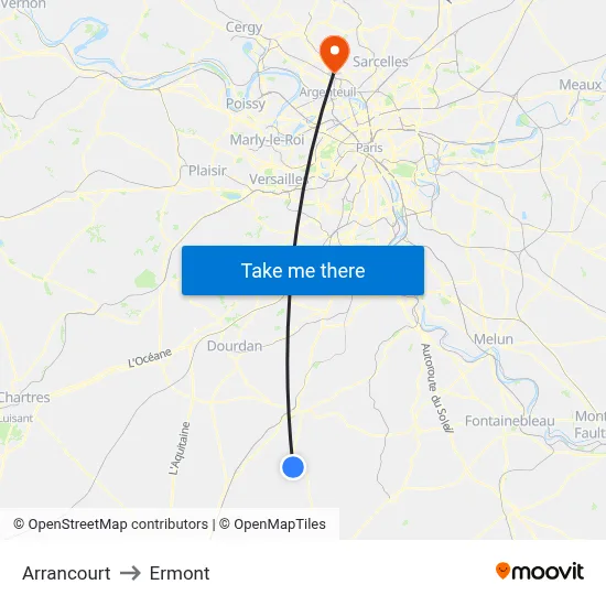 Arrancourt to Ermont map