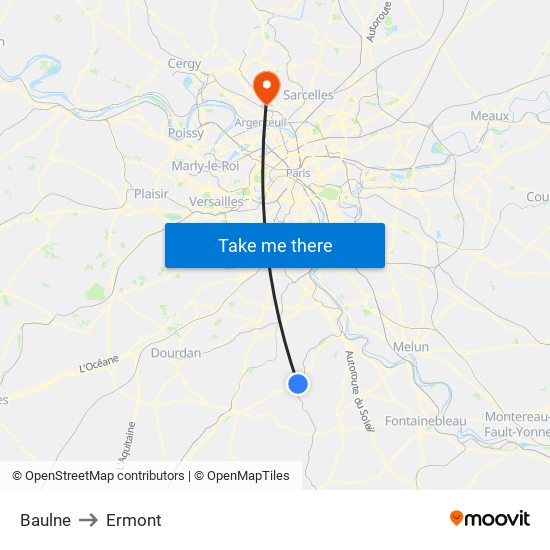 Baulne to Ermont map