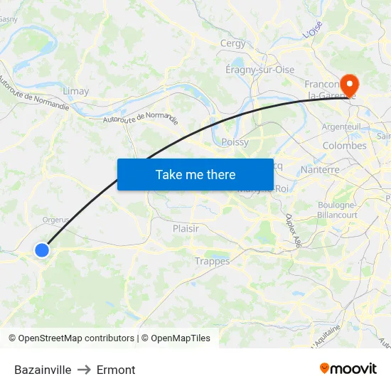 Bazainville to Ermont map