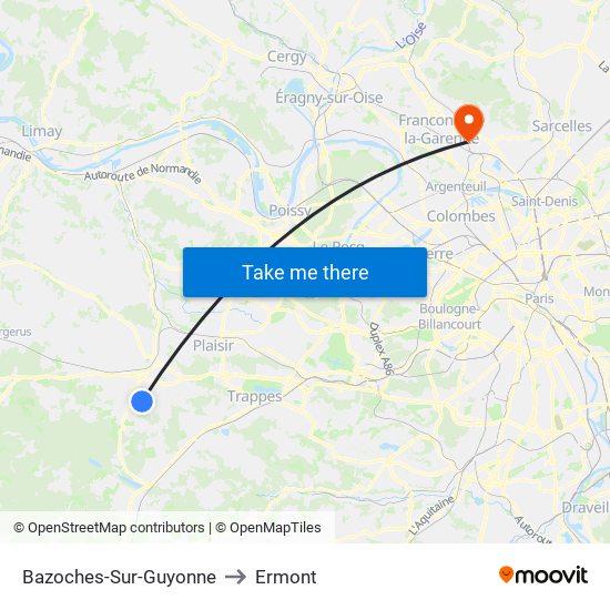 Bazoches-Sur-Guyonne to Ermont map