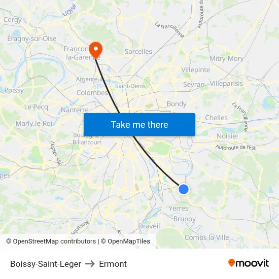 Boissy-Saint-Leger to Ermont map