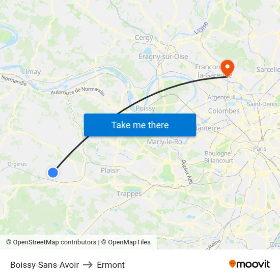 Boissy-Sans-Avoir to Ermont map