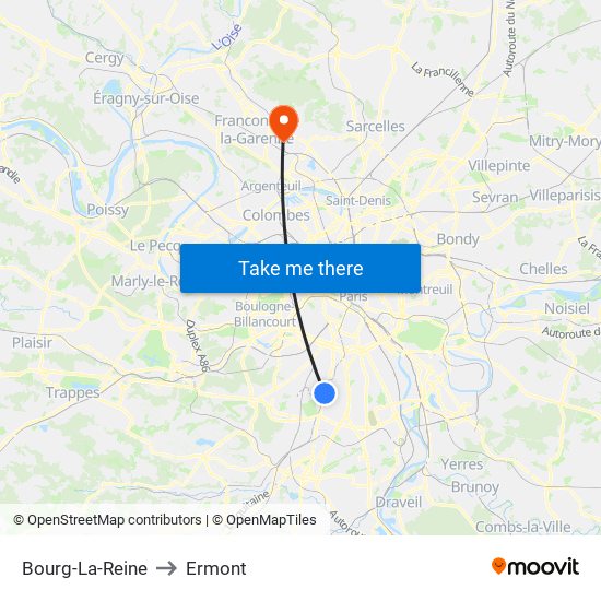 Bourg-La-Reine to Ermont map