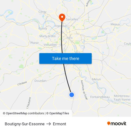 Boutigny-Sur-Essonne to Ermont map