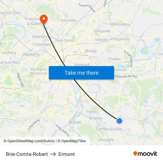 Brie-Comte-Robert to Ermont map