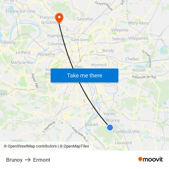 Brunoy to Ermont map