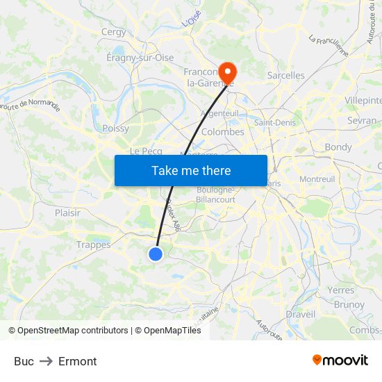 Buc to Ermont map