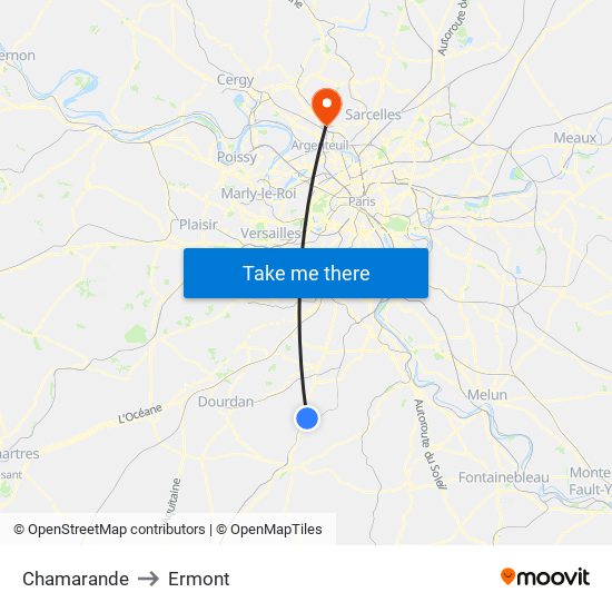 Chamarande to Ermont map
