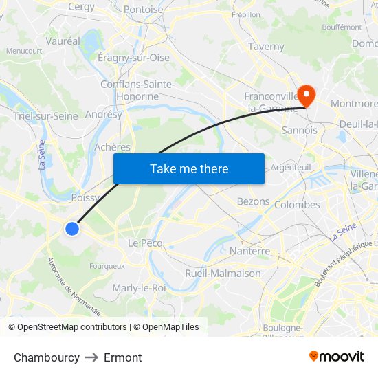 Chambourcy to Ermont map