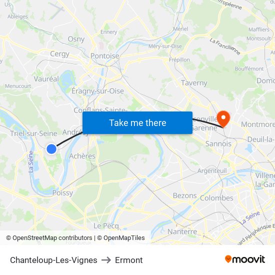 Chanteloup-Les-Vignes to Ermont map