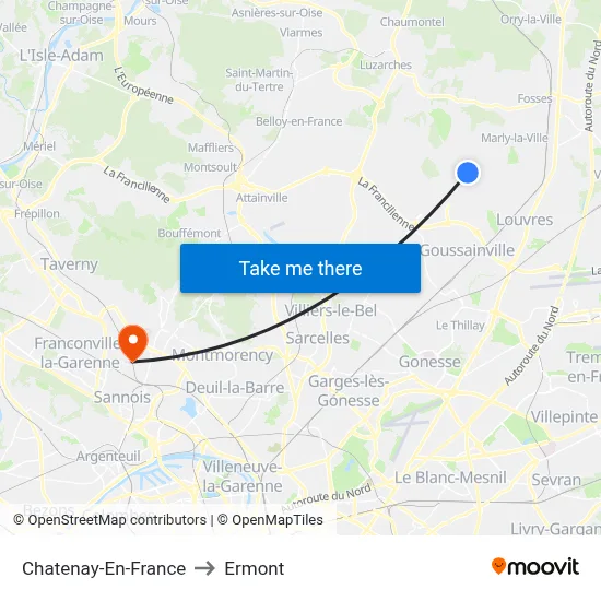 Chatenay-En-France to Ermont map