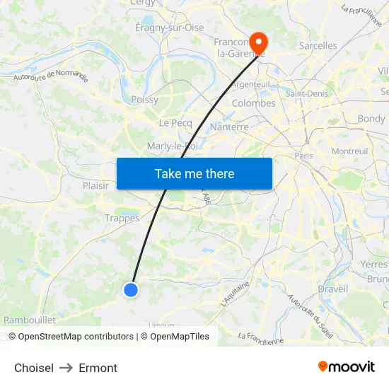 Choisel to Ermont map