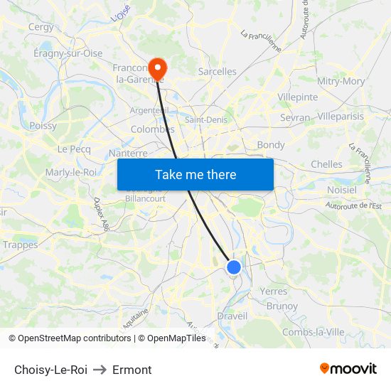 Choisy-Le-Roi to Ermont map