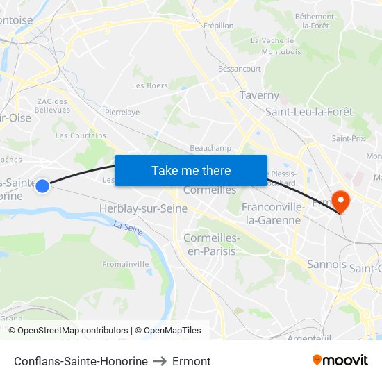 Conflans-Sainte-Honorine to Ermont map