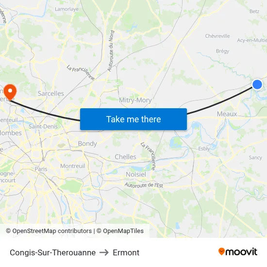 Congis-Sur-Therouanne to Ermont map