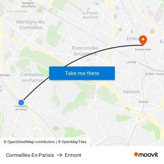 Cormeilles-En-Parisis to Ermont map