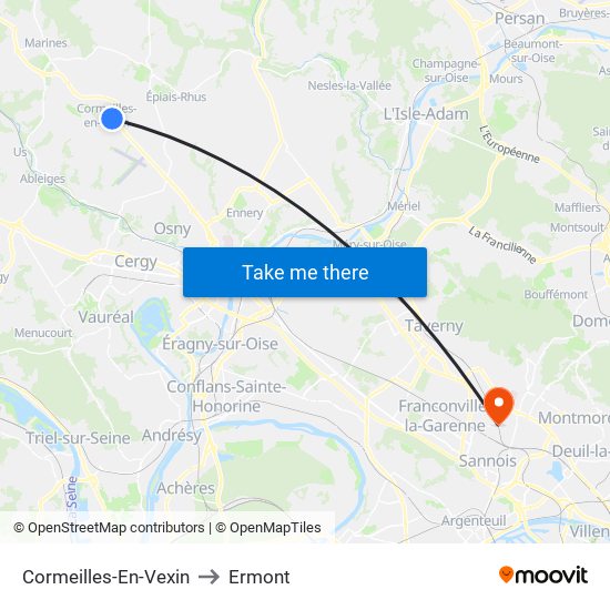Cormeilles-En-Vexin to Ermont map