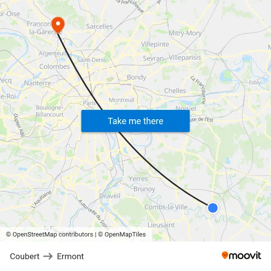 Coubert to Ermont map