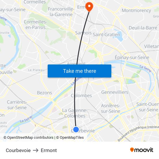 Courbevoie to Ermont map