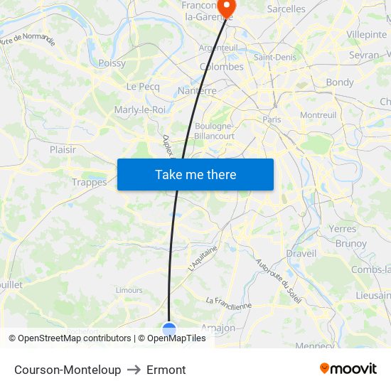 Courson-Monteloup to Ermont map