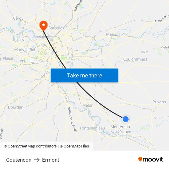 Coutencon to Ermont map
