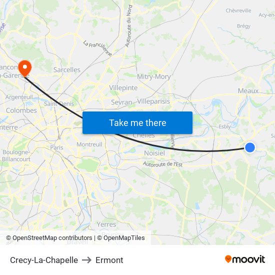 Crecy-La-Chapelle to Ermont map