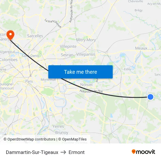 Dammartin-Sur-Tigeaux to Ermont map