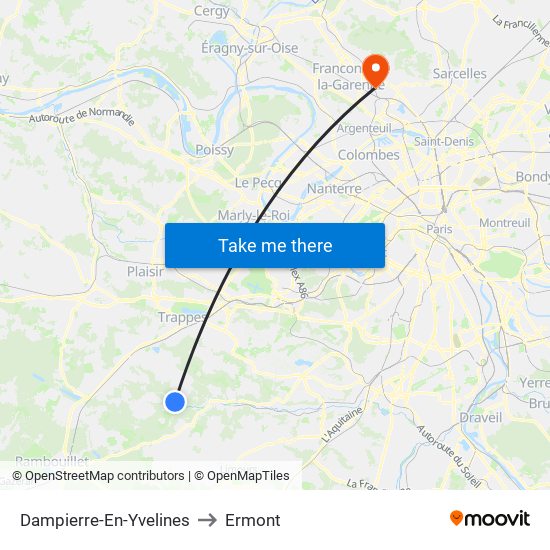 Dampierre-En-Yvelines to Ermont map