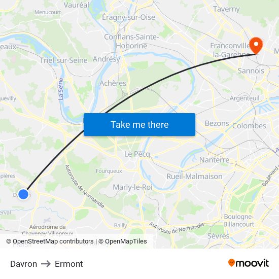Davron to Ermont map