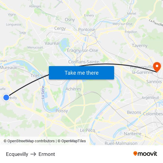Ecquevilly to Ermont map
