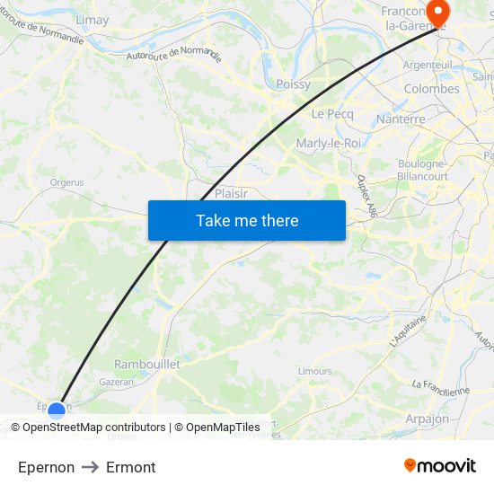 Epernon to Ermont map