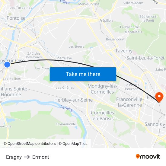 Eragny to Ermont map