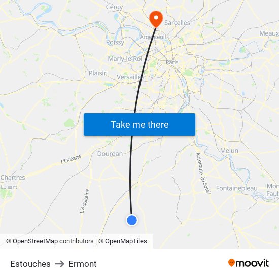 Estouches to Ermont map
