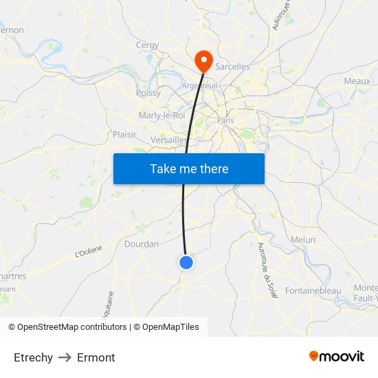Etrechy to Ermont map