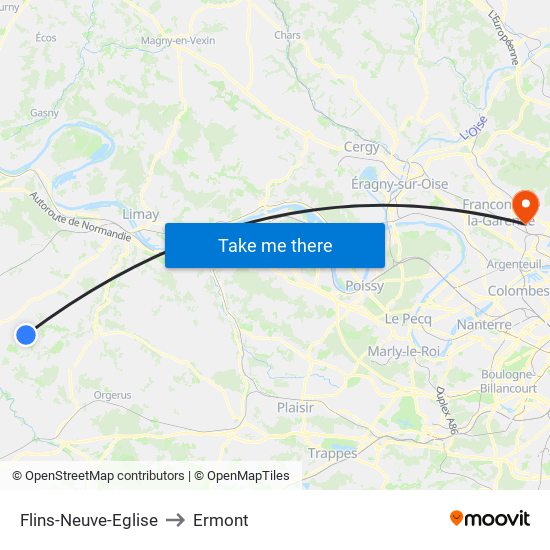 Flins-Neuve-Eglise to Ermont map