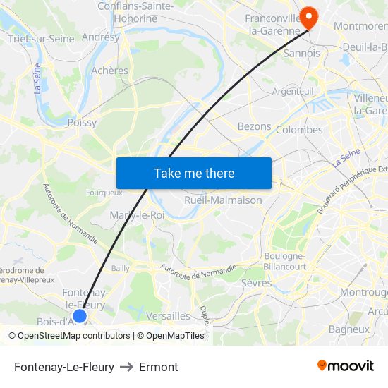 Fontenay-Le-Fleury to Ermont map