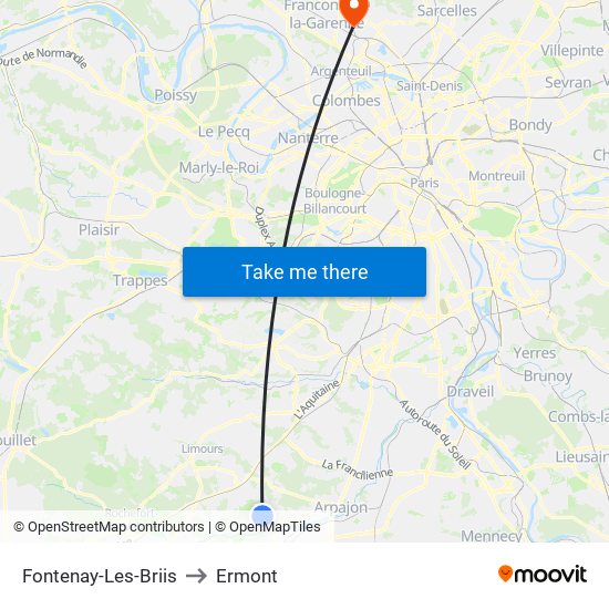 Fontenay-Les-Briis to Ermont map