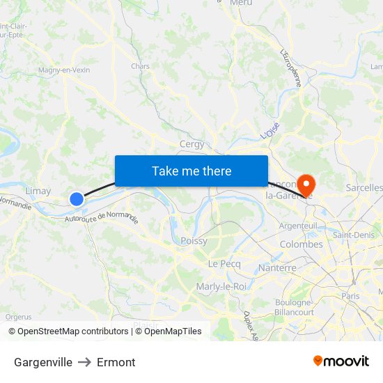 Gargenville to Ermont map