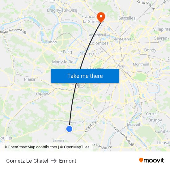Gometz-Le-Chatel to Ermont map
