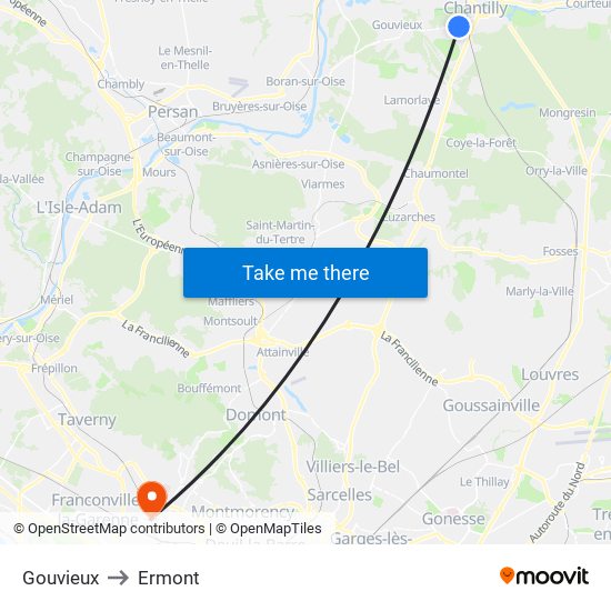 Gouvieux to Ermont map