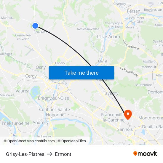 Grisy-Les-Platres to Ermont map