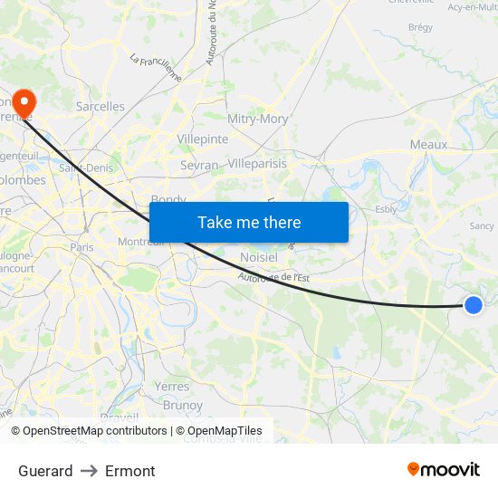 Guerard to Ermont map