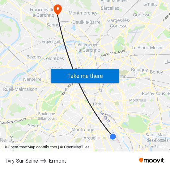 Ivry-Sur-Seine to Ermont map