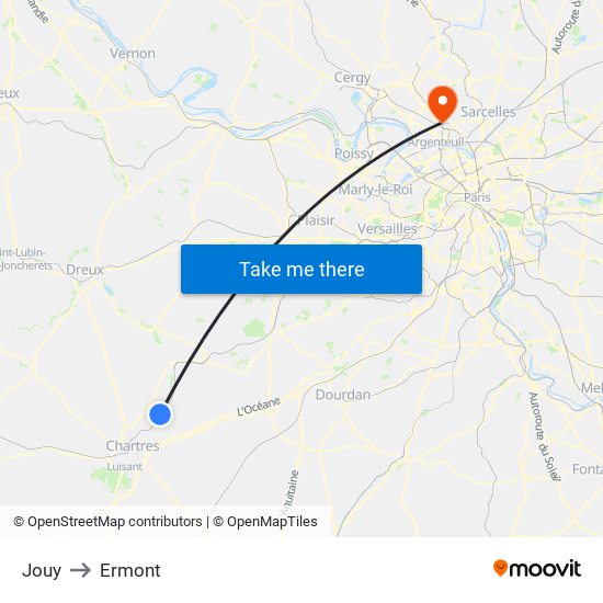 Jouy to Ermont map