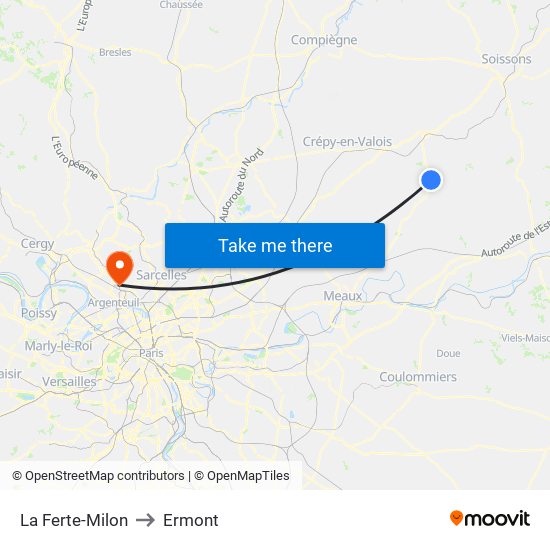 La Ferte-Milon to Ermont map