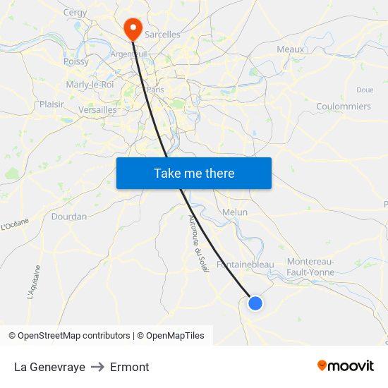 La Genevraye to Ermont map