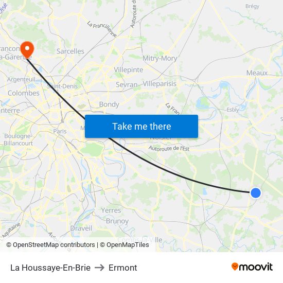 La Houssaye-En-Brie to Ermont map