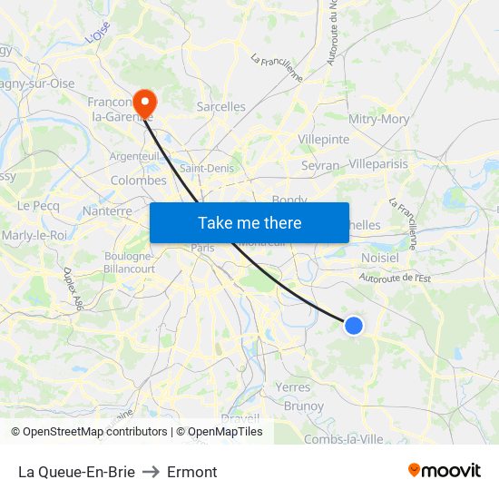 La Queue-En-Brie to Ermont map