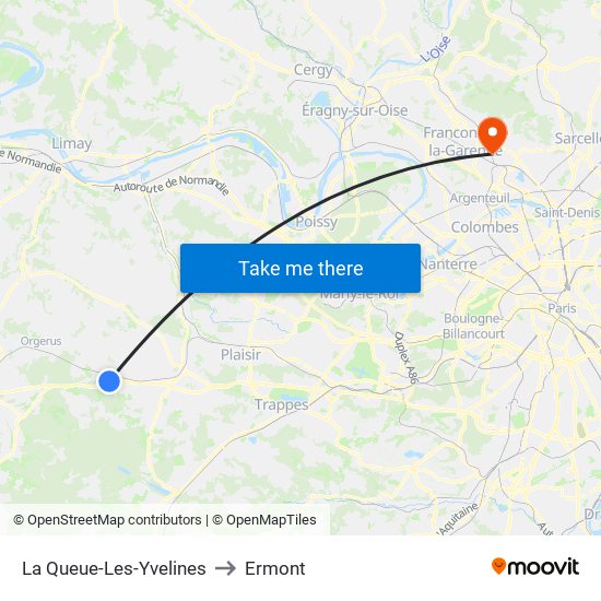 La Queue-Les-Yvelines to Ermont map