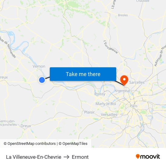 La Villeneuve-En-Chevrie to Ermont map